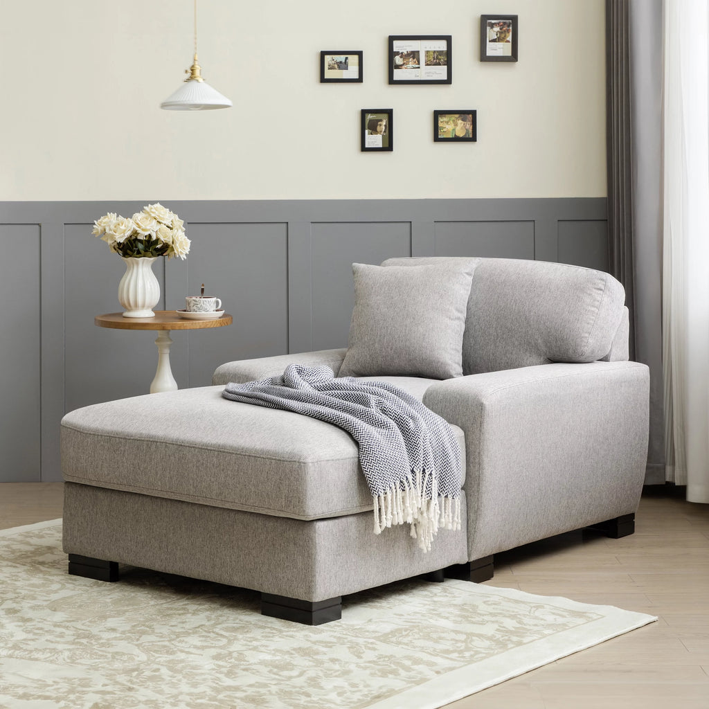 Gray Velvet Oversized Chaise Lounger Sleeper Sofa P467