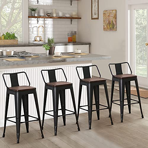 Distressed White 30 Inch Metal Bar Stools Set of 4 J915505