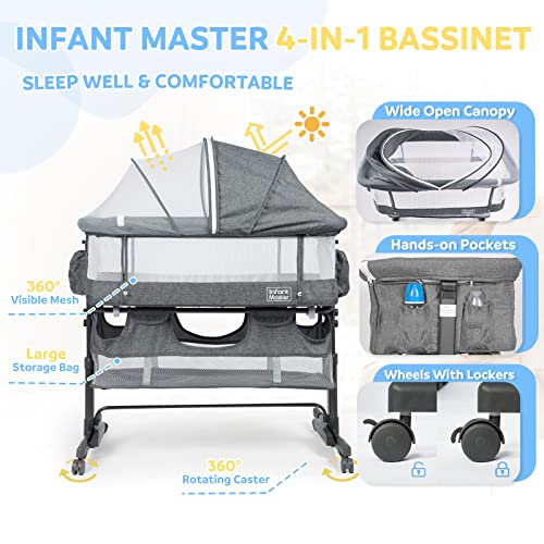 Grey 3 in 1 Baby Bassinet with Mesh Wall V922810
