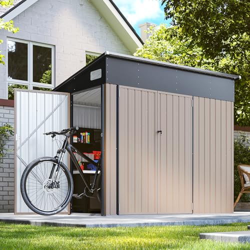 Black Galvanized Steel Triple Doors Lean to Shed I117452