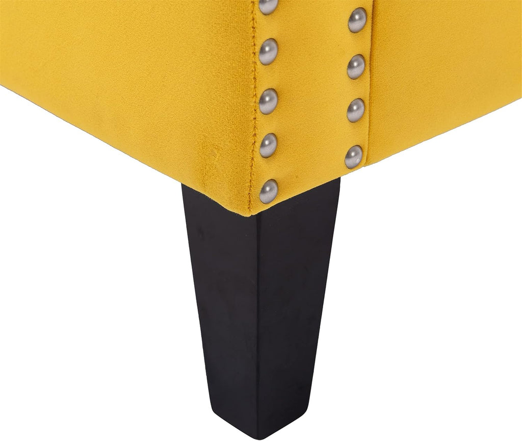 Yellow Velvet Accent Chairs with Wood Legs K86670