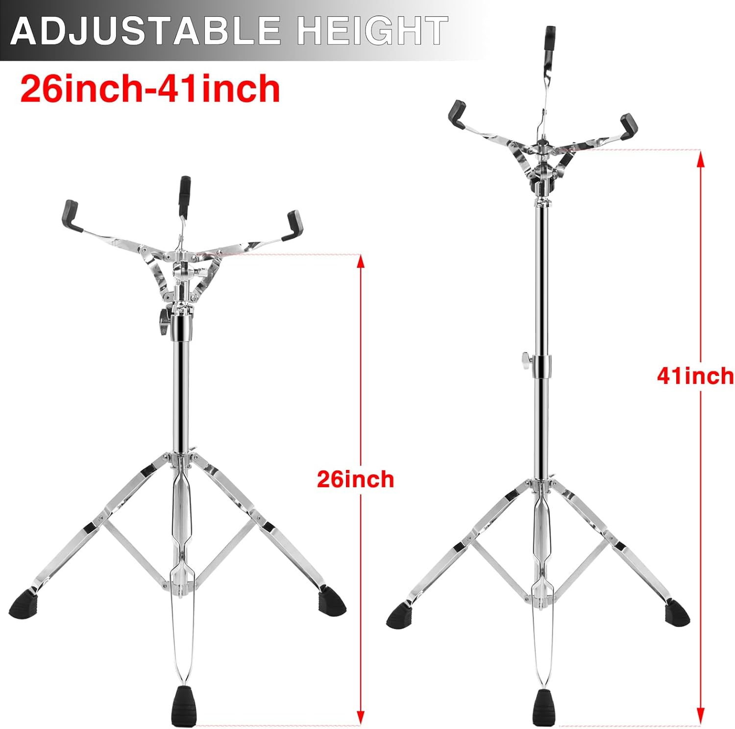 Adjustable Snare Drum Stand for 10-14 Inch Drum Pad, Height 26"-41" E46008