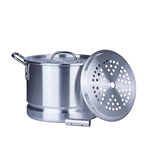 32 Quart Aluminum Tamale Steamer Pot with Steamer Rack and Tube W9749