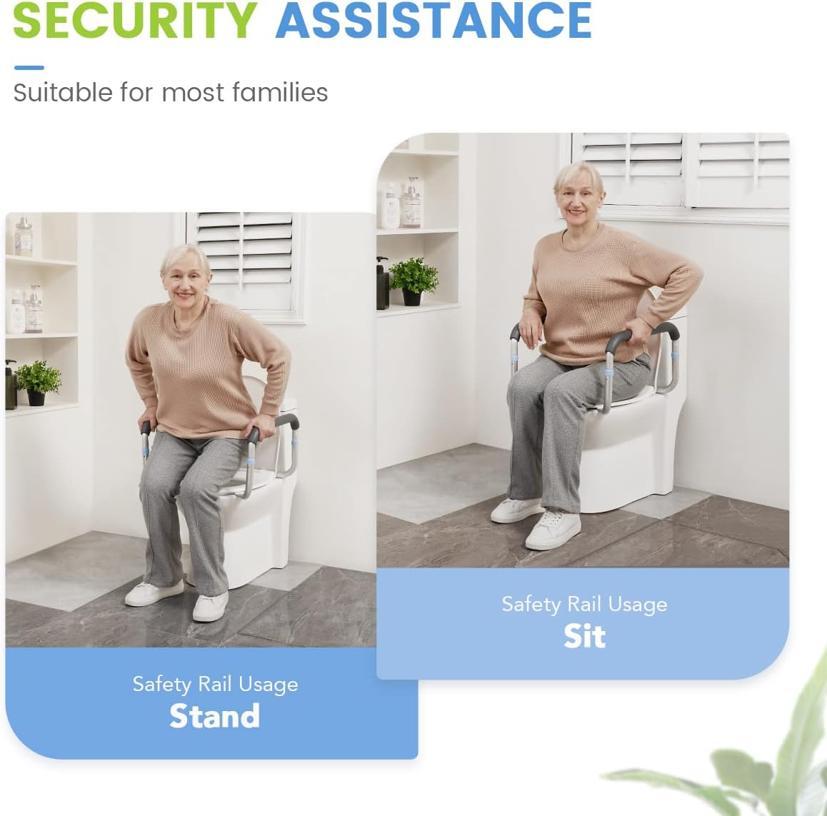 Adjustable Compact Toilet Safety Rail with Hand Rails A226