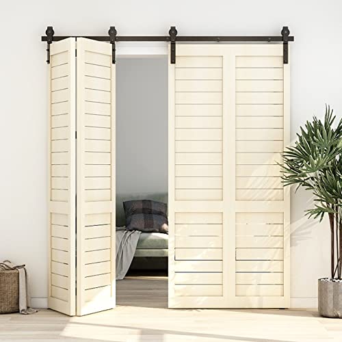 Black Track Bi-Folding Sliding Barn Door Hardware Kit E91871