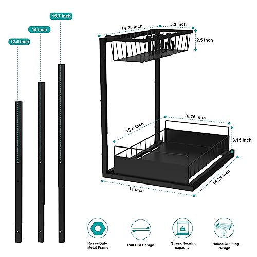 2-Pack Height Adjustable 2-Tier Pull Out Under Sink Organizer K38120