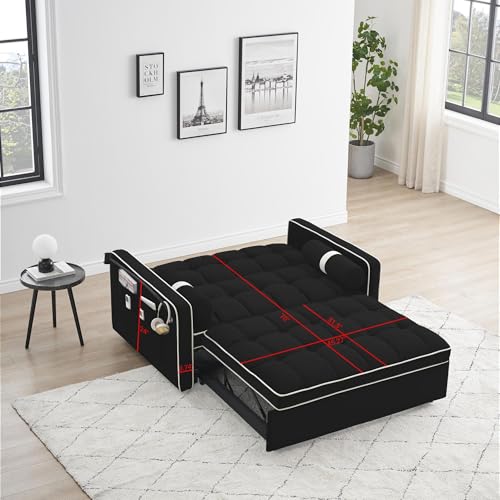 Beige Convertible Sleeper Sofa with Pullout Bed R29163