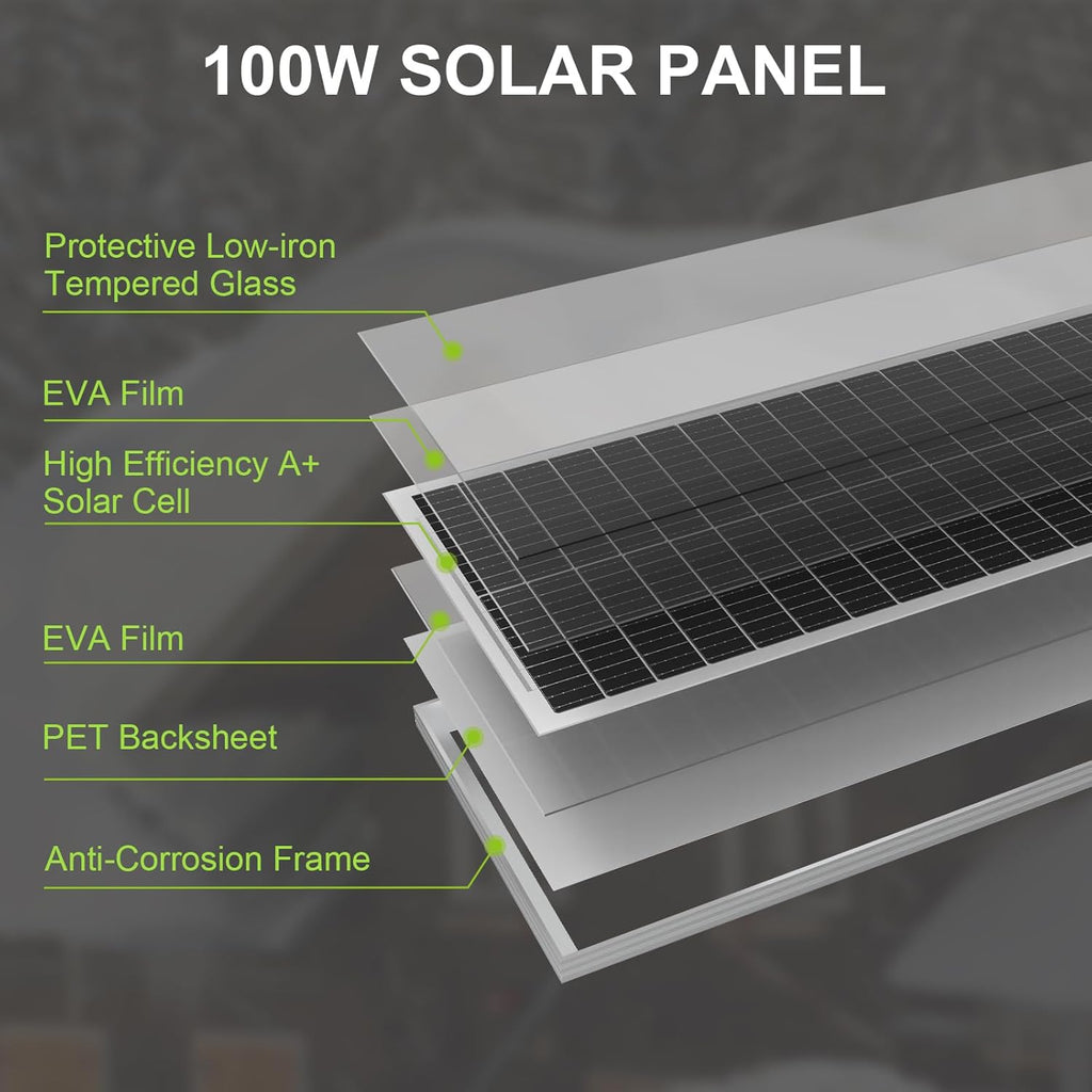 100 Watt 12 BB Monocrystalline Solar Panel 2 Pack N4921