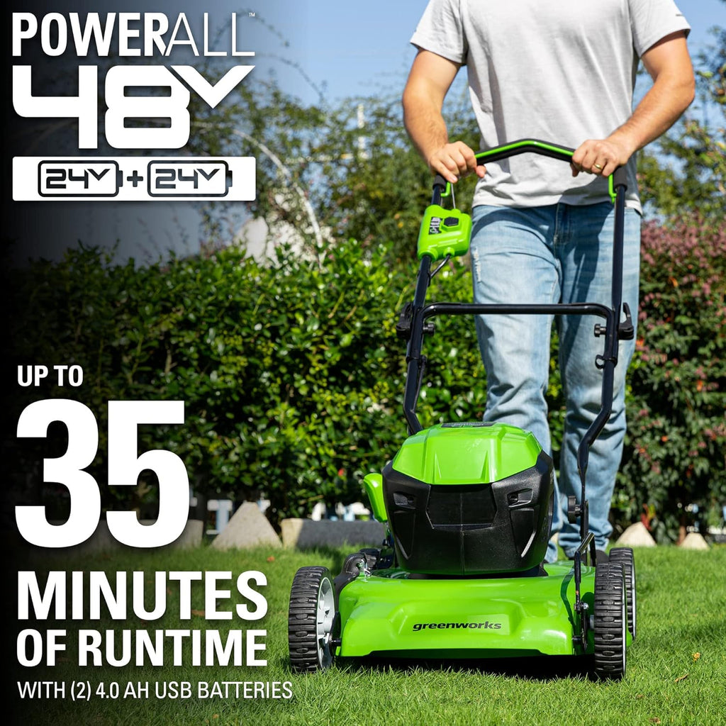2 x 24V (48V) 19" Brushless Cordless Lawn Mower with 4.0Ah Batteries and Dual Port Charger G3080