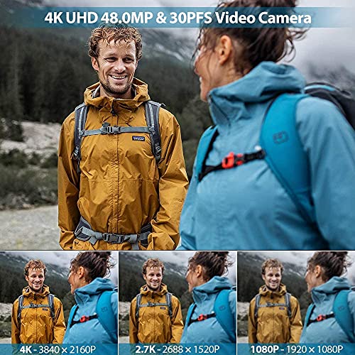 4K 48MP Camcorder with 3" Touch Screen, 2 Batteries, 32GB Card R196