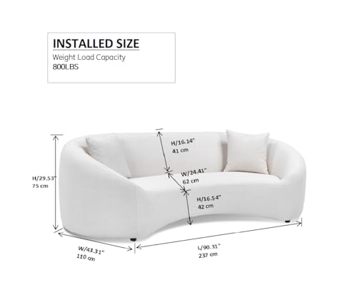 Light Gray Chenille Velvet 3 Seater Curved Sofa Q37043