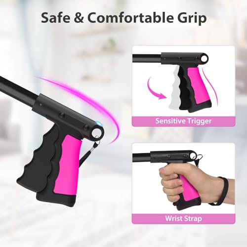 Pink Foldable Reacher Grabber Tool with 360° Rotating Jaw V67975