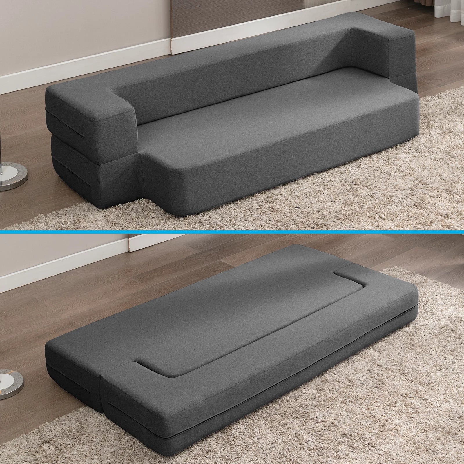 Dark Gray Folding Queen Size Sleeper Sofa Bed S537