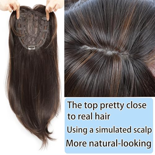 18 Inch Synthetic Fiber Clip in Hair Topper (Chestnut Brown & Honey Blonde) Q7550