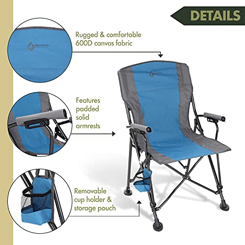Tan & Gray Heavy-Duty Folding Camping Quad Chair with Cup Holder E275