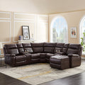 Brown PU Leather L Shape Reclining Sectional Sofa O6362