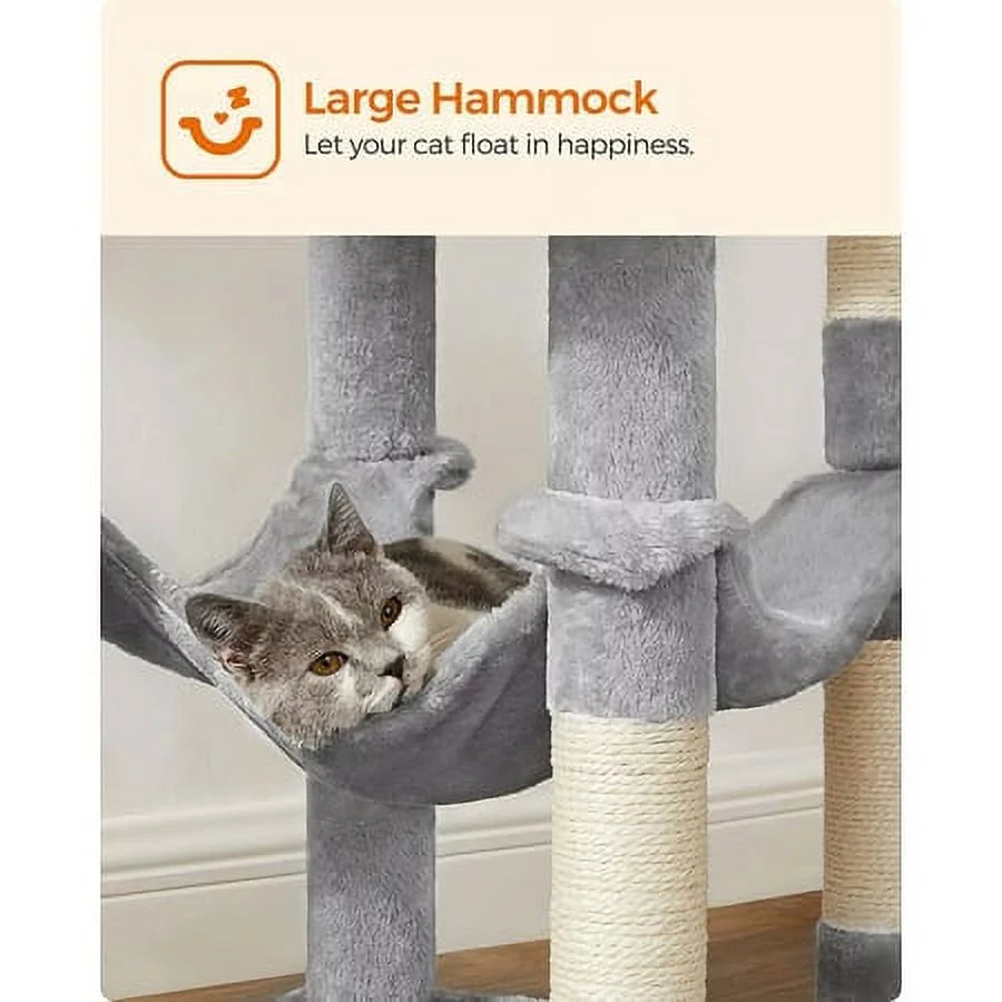 Light Gray Cat Tree with Scratching Posts Hammock B58670