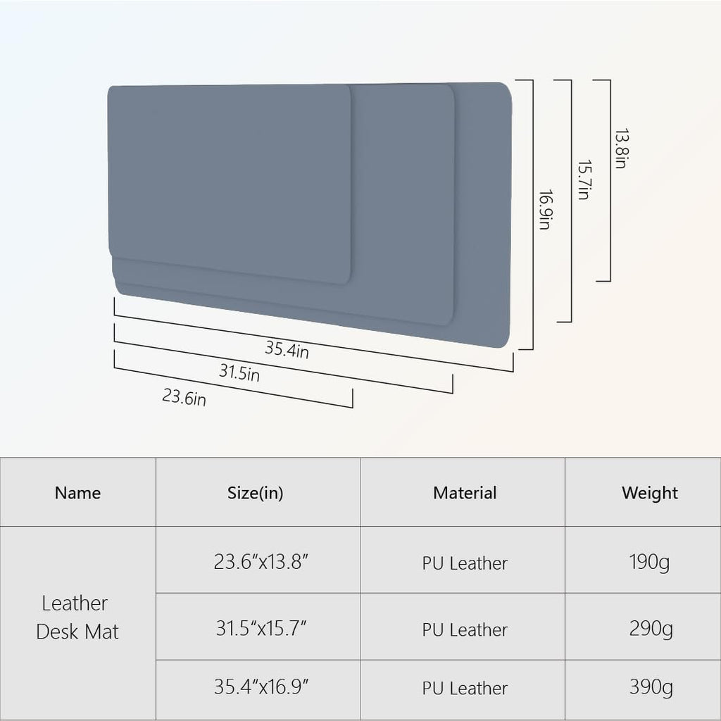 Azure Blue 35.4''x16.9'' Waterproof PU Leather Desk Pad K74389