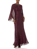 Sequin Lace Chiffon Capelet Gown H191411