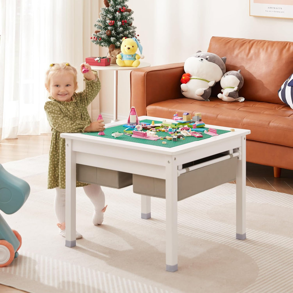 White Wooden Kids Table with Storage Drawers Z5115