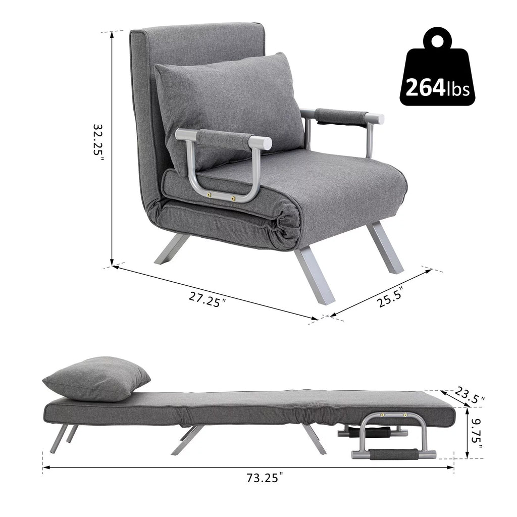 Light Grey Folding Sofa Bed Sleeper Chair U6839