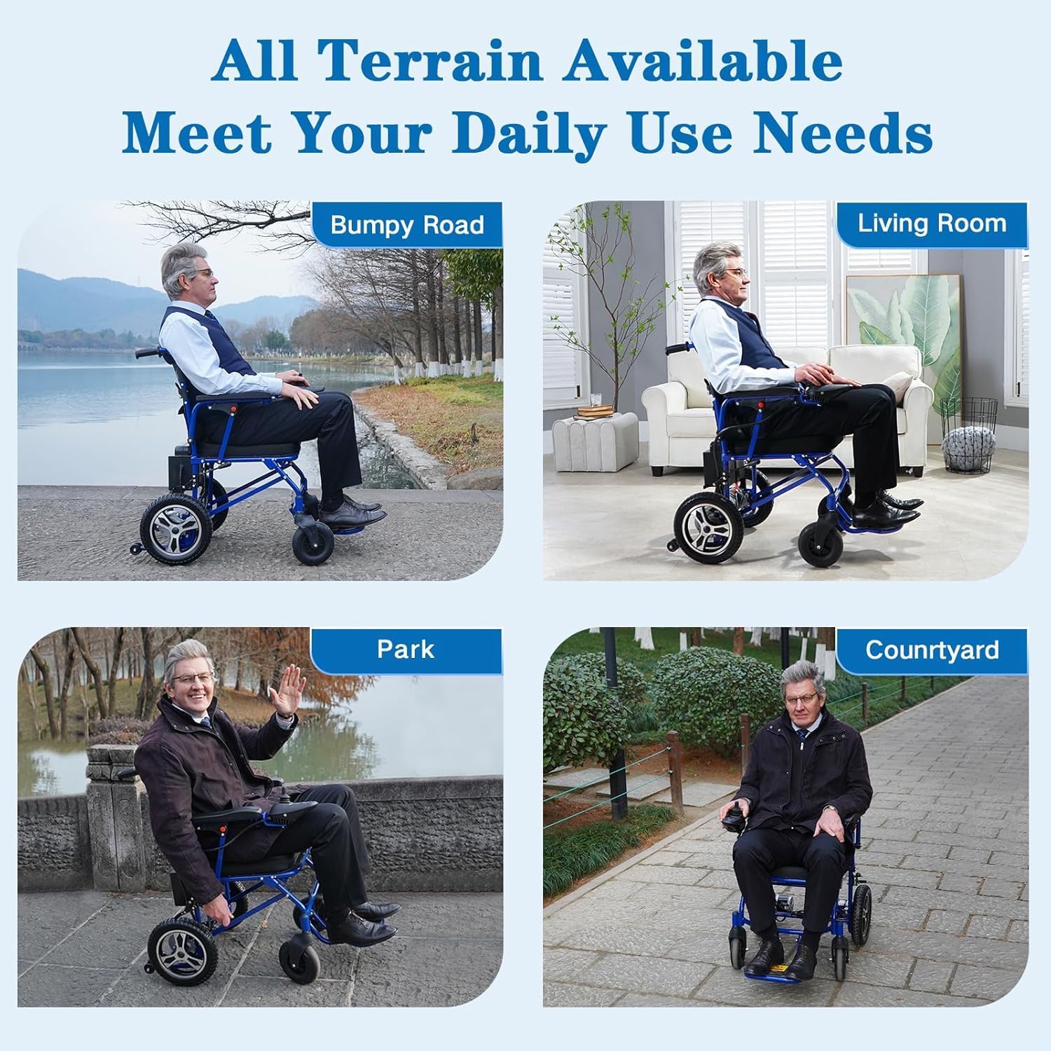 Black Lightweight Foldable Electric Wheelchair D876