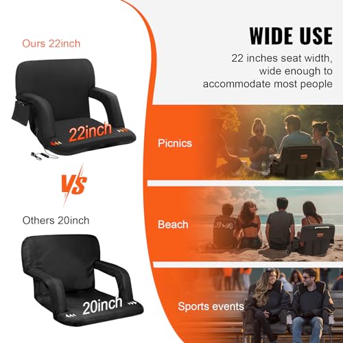 Wide Folding Padded Stadium Seat with Back Support K14910