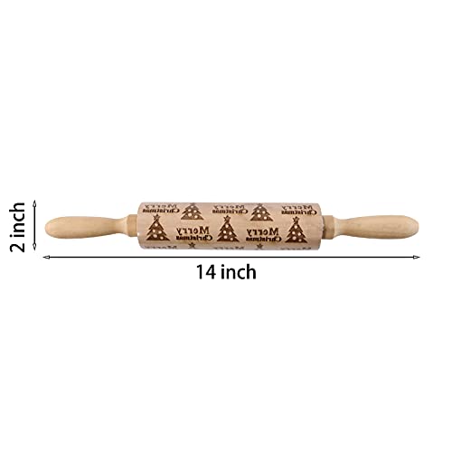 4Pack Christmas Wooden 3D Rolling Pins Embossed L410512