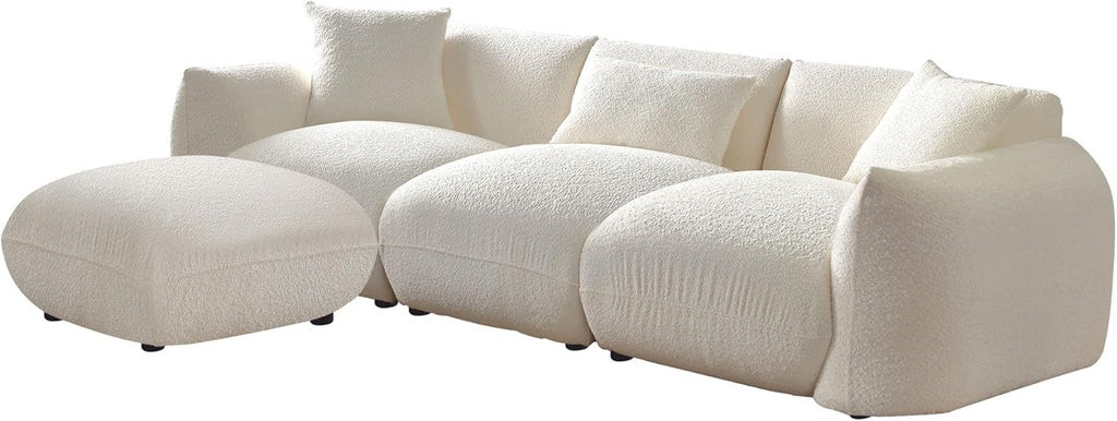 Beige Sectional Sofa with Moveable Ottoman A719