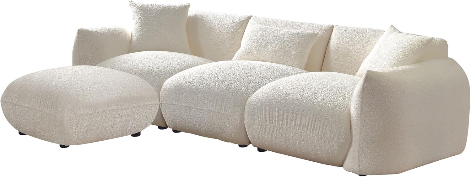 Beige Sectional Sofa with Moveable Ottoman A719
