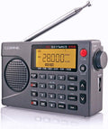 Small Battery Operated Portable Travel Radio with AM, FM, Shortwave, NOAA Weather + Alert, VHF Aviation Band and Single Side Bands E5543