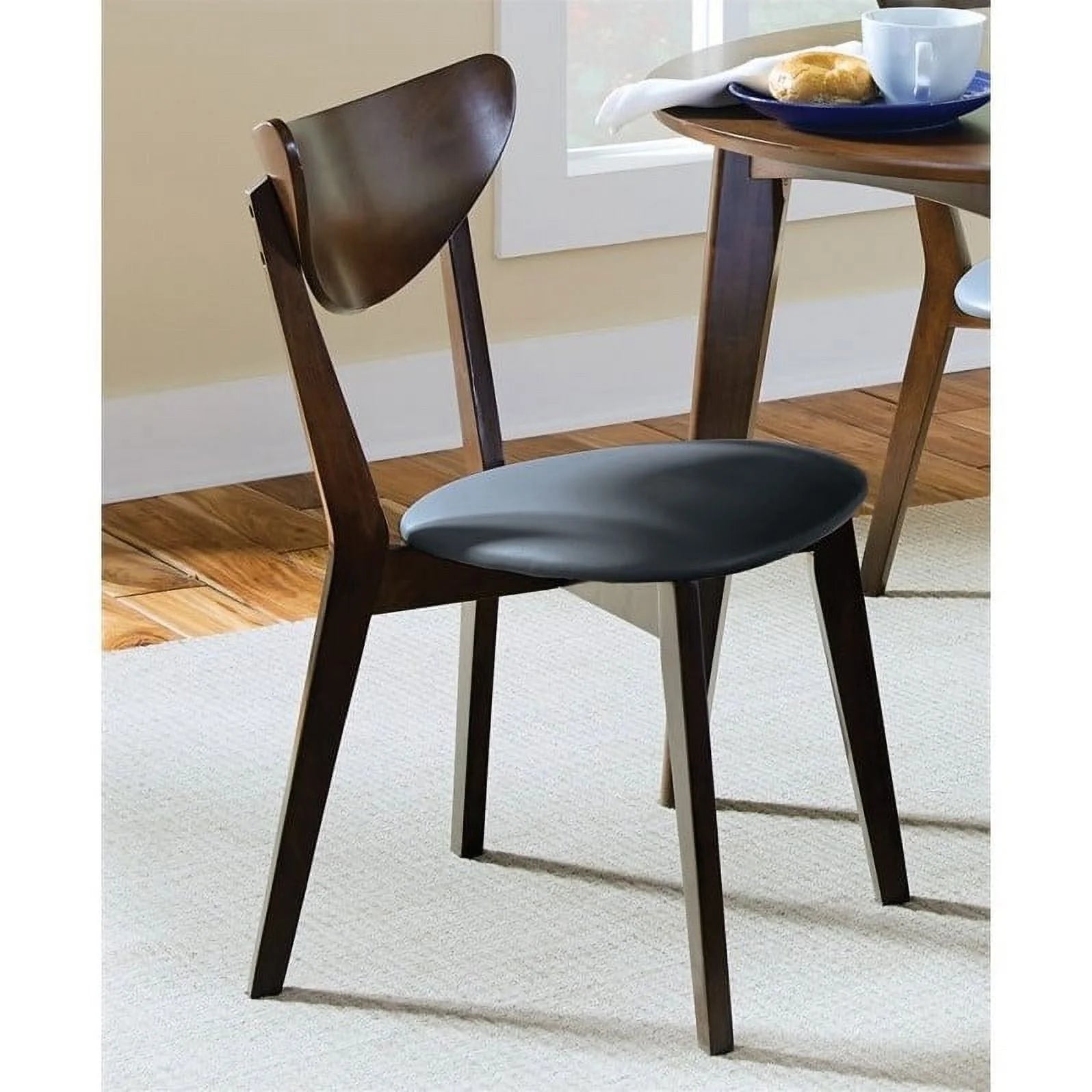 5 Piece Dining Table and 4-Chair Set in Dark Walnut F351