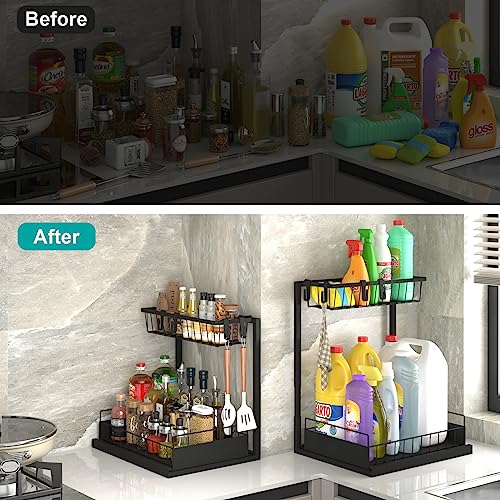 2-Pack Height Adjustable 2-Tier Pull Out Under Sink Organizer K38120