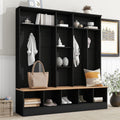 Black Hall Tree with Storage Bench and 8 Hooks R167