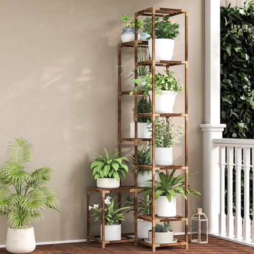 10 Tier Tall Corner Wood Plant Stand Shelf N14711