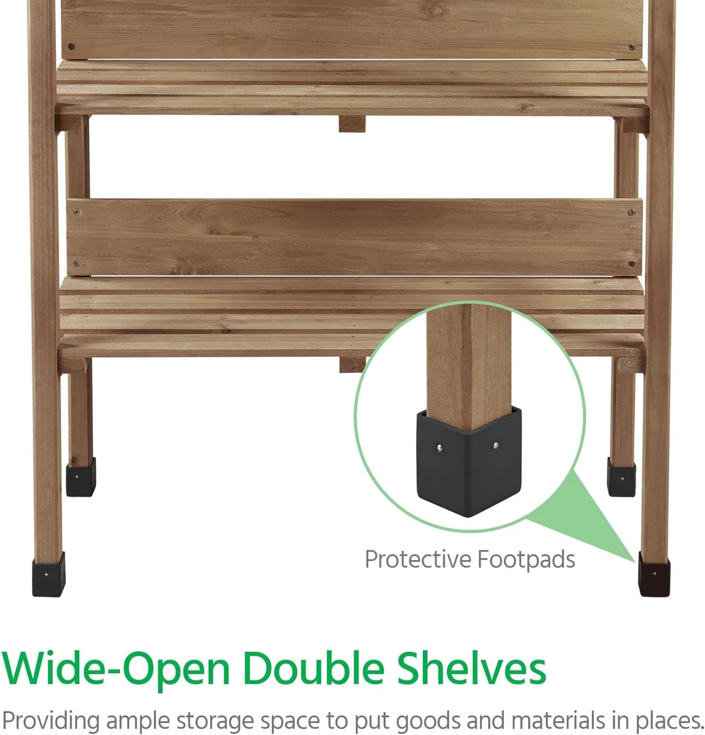 Brown Wooden Potting Bench with Metal Tabletop and Storage Shelf C4281