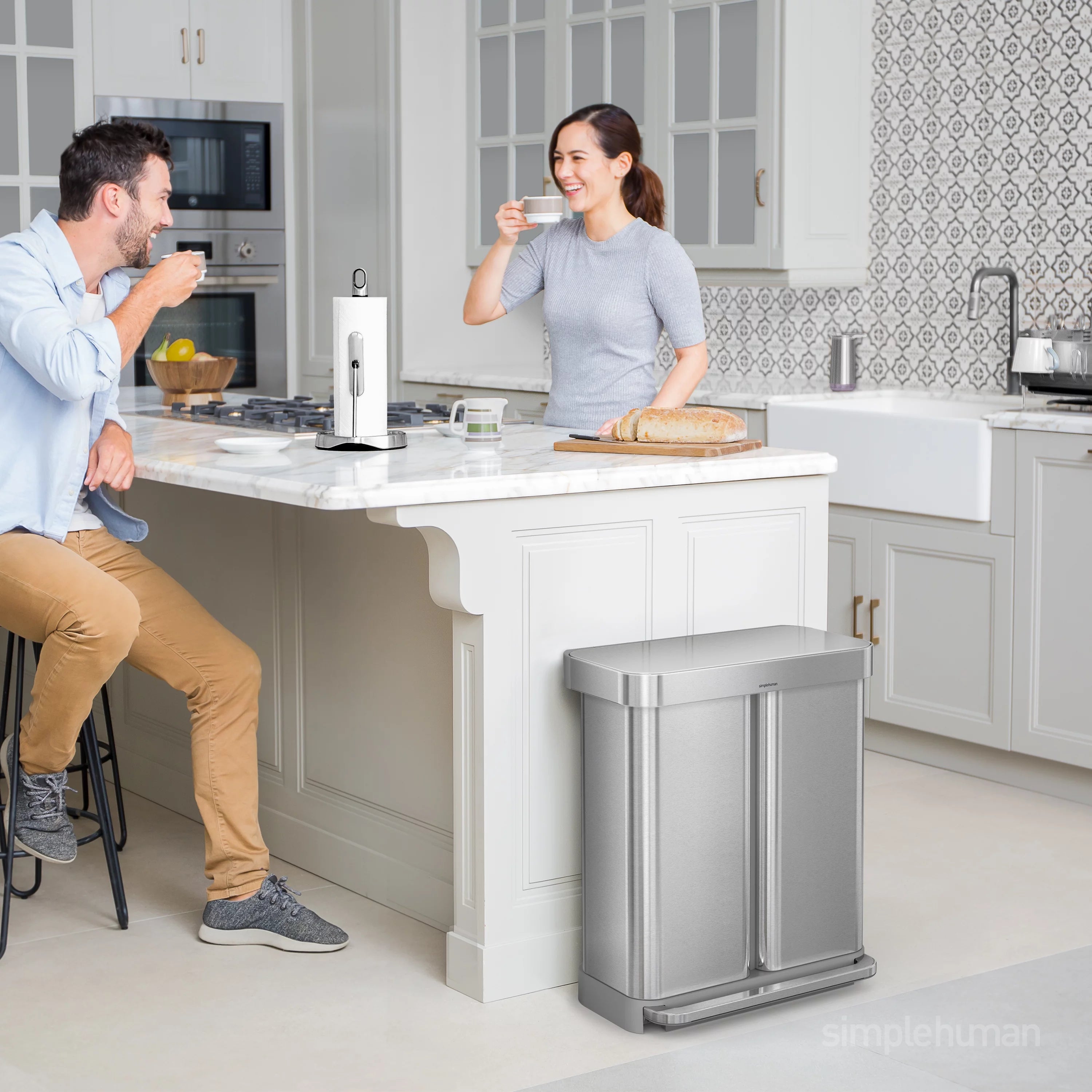 58 Liter Stainless Steel Dual Compartment Step Trash Can O5943
