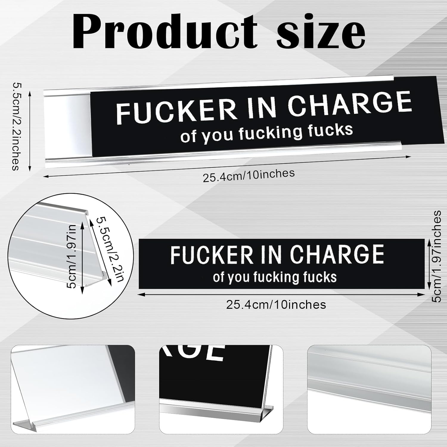 Black Desk Plaque 10 x 2 Inch P44049