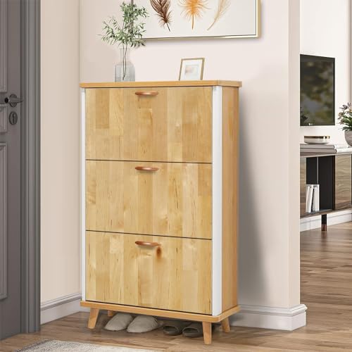 3 Drawer Maple Wood Shoe Cabinet A388292