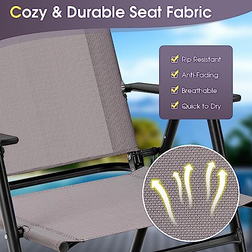 Portable Folding Chairs with Metal Frame & Armrest (4) U780821