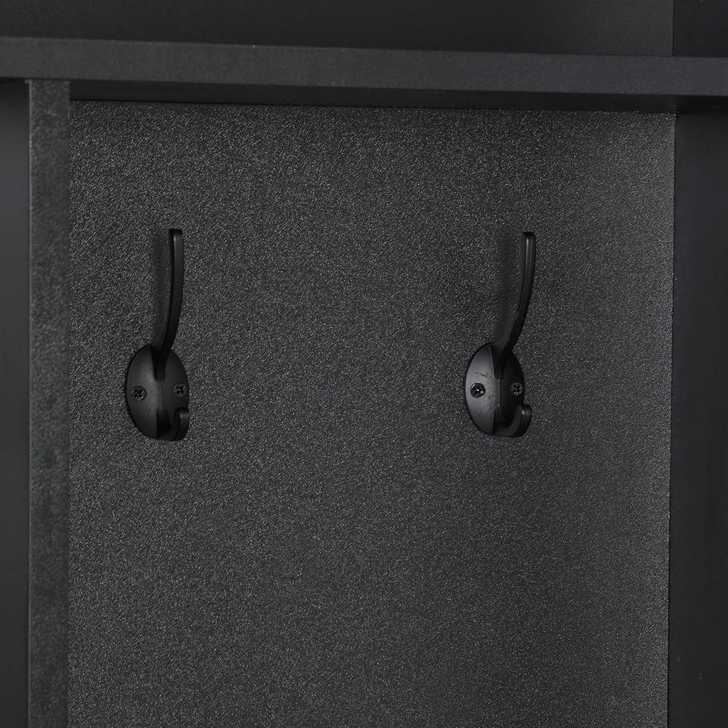 Black Hall Tree with Storage Bench and 8 Hooks R167