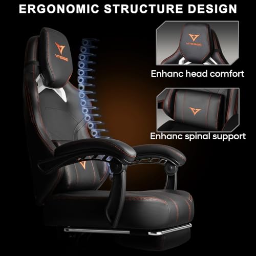 Big and Tall Gaming Chair with Footrest, Ergonomic Computer Chair (Black+Red) Y12139