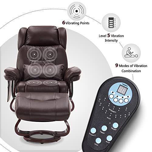 Grey Faux Leather Swivel Recliner with Ottoman I685803