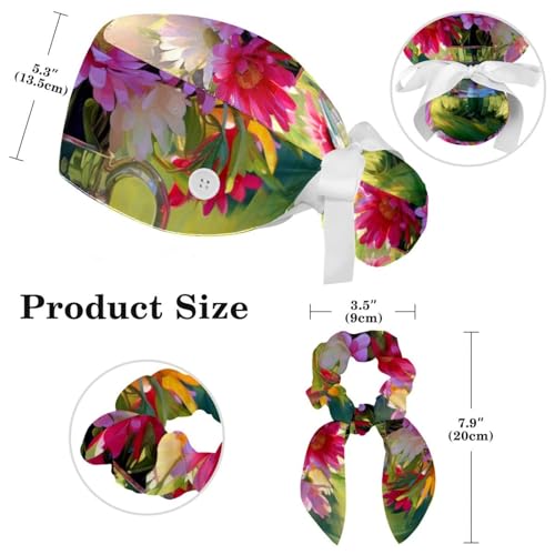 Cotton Scrub Caps with Buttons and Sweatband E9418