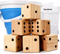 3.5" Wooden Yard Dice Set includes 6 Dice, Collapsible Bucket, Score Cards & Dry Erase Marker L9795