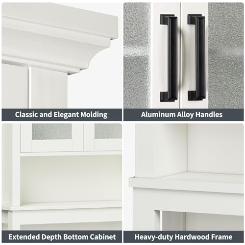 Espresso Over The Toilet Storage Cabinet with Glass Doors and Adjustable Shelf W971