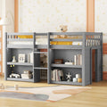 Grey LED Twin Low Loft Bed with Storage Shelves B739983