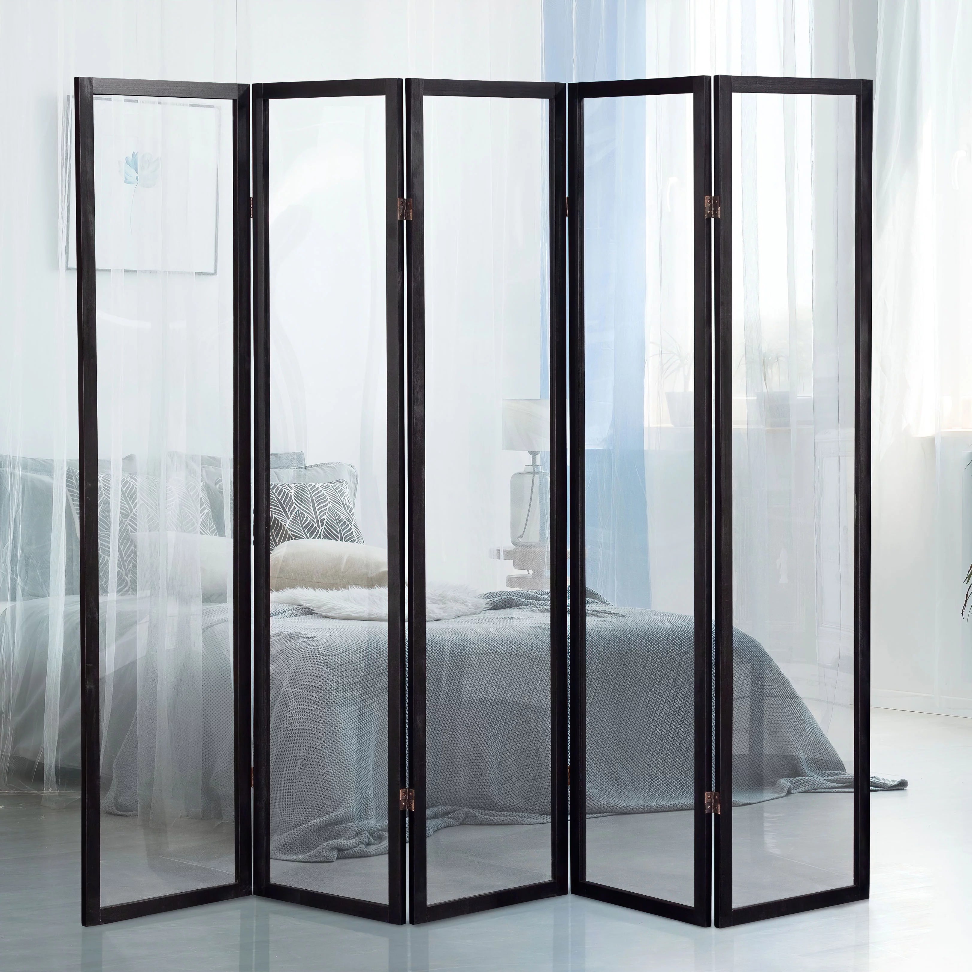 6 ft. Tall Black 5 Panel Screen U72272