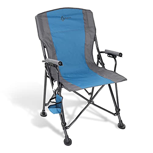Tan & Gray Heavy-Duty Folding Camping Quad Chair with Cup Holder E275