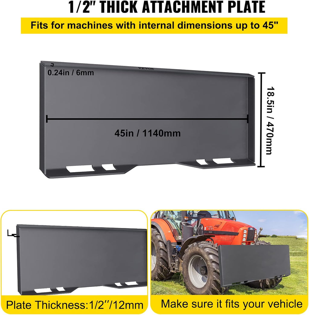 Skid Steer Mount Plate Steel Quick Attachment Loader Plate with 3 Welding Rods (1/2") L3270